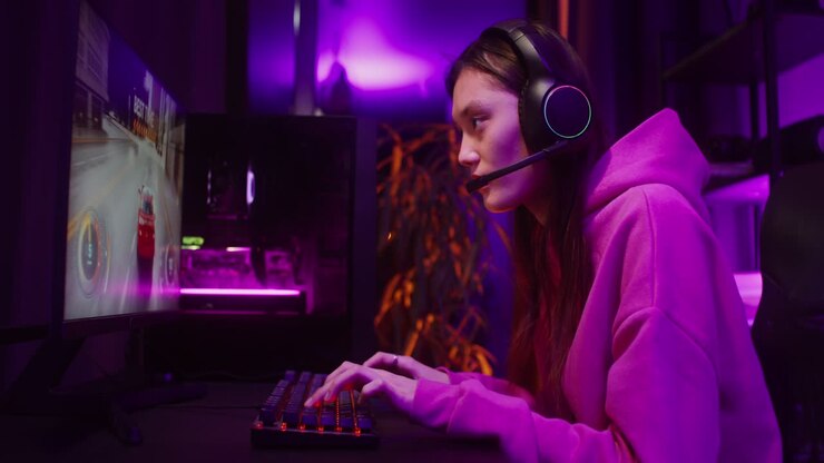 Donna che gioca online ai videogiochi