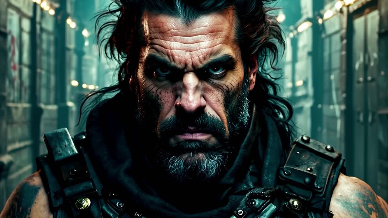 primer plano de un poderoso guerrero de la fantasía