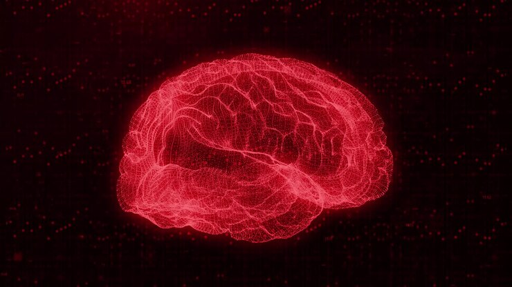 3D Technological Interface: Glowing Dashboard with Artificial Intelligence, Human Brain MRI Scan, and Network Data for Medical Research