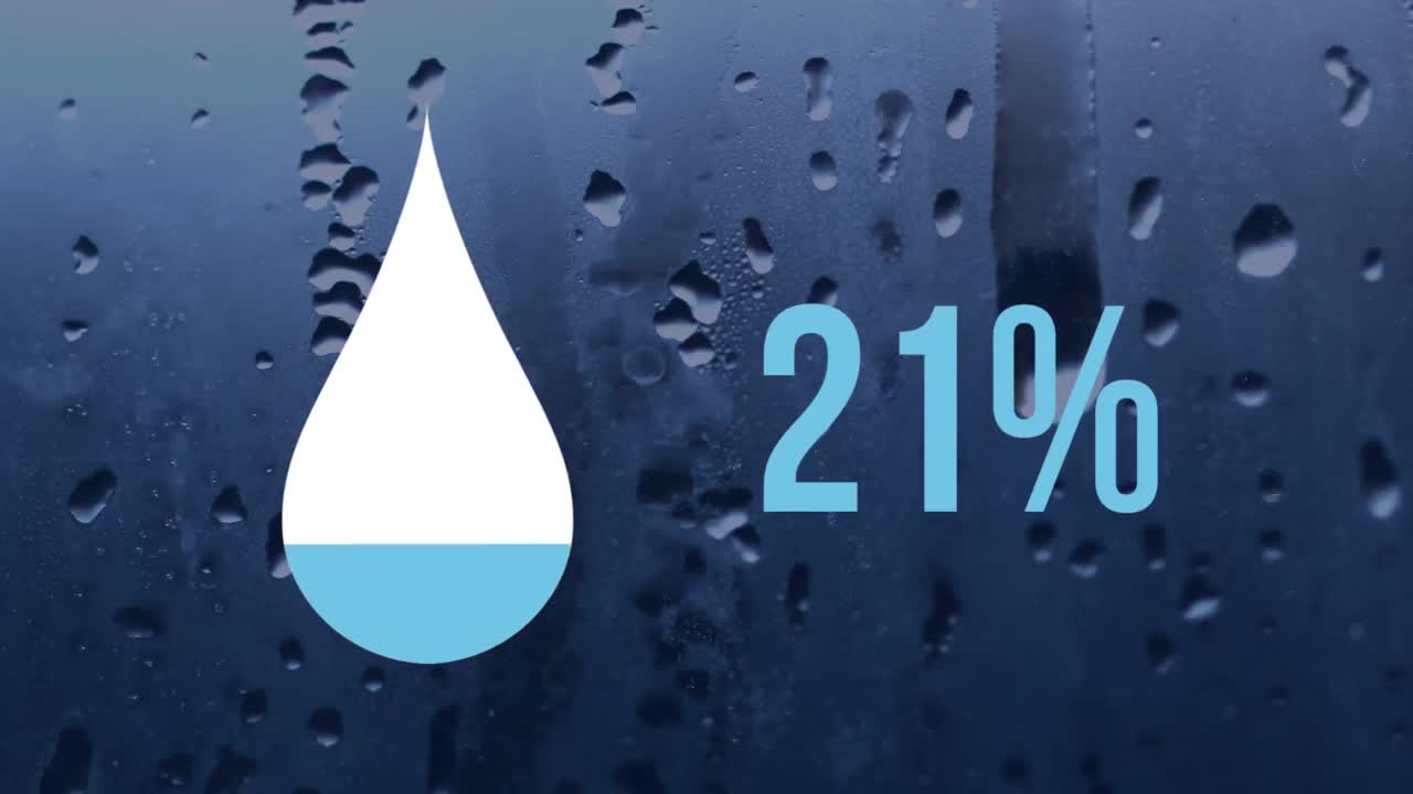 유리 위의 물방울과 함께 물방울의 모양과 색의 비율