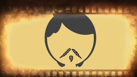 animación de iconos de bigote que se mueven sobre un fondo amarillo