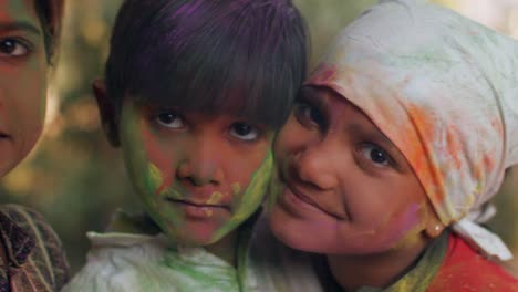 kids celebrating the hindu festival of holi in rajasthan, india