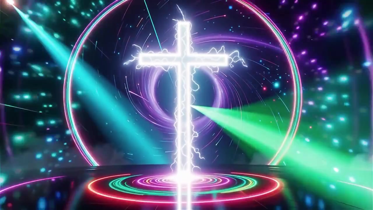 Croce Cristiana Luce Celestiale Sfondo per il Culto.