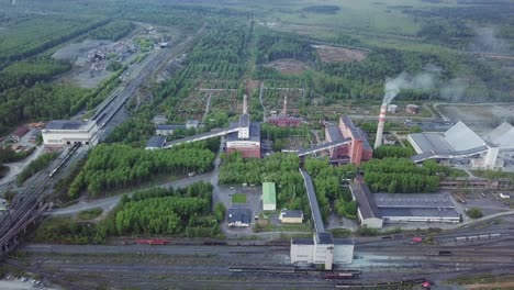 aerial view of an industrial mining and processing complex