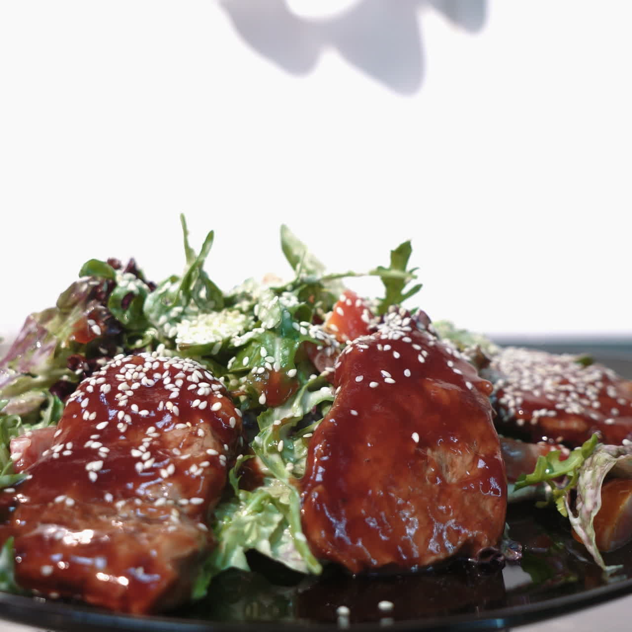 Warm salad with veal. Tasty and nutritious food Sqare video