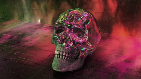 abstract skull with iridescent brain