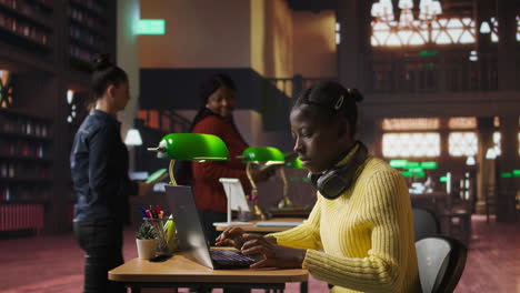 students studying in a library