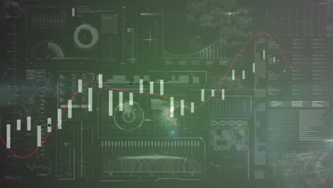 Animation-of-financial-data-processing-over-dark-background