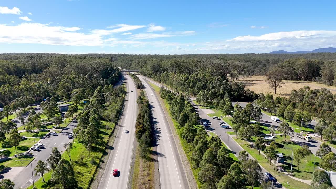 Flying above the Pacific Highway between Sydney and Brisbane in Australia