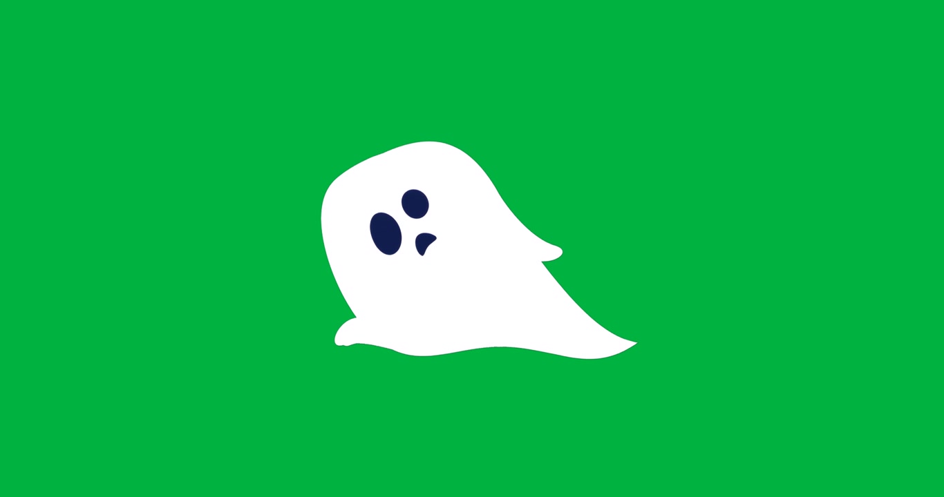 Cartoon ghost drifting on transparent background, showcasing marketing animation concept design