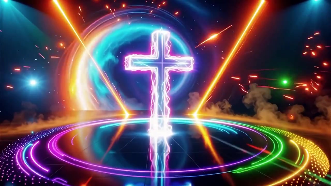 Croce Cristiana Luce Celestiale Sfondo per il Culto.