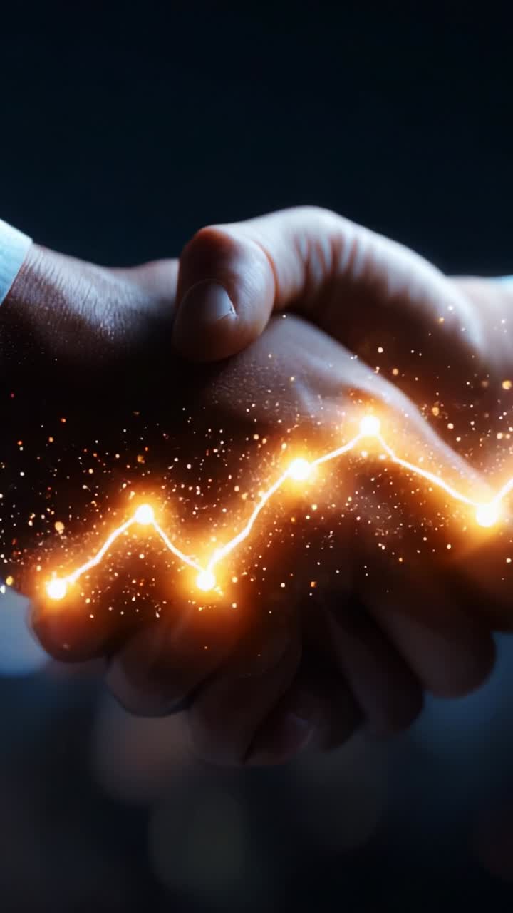 A Symbolic Handshake Representing Mutual Agreement, Collaboration, and Business Growth With Glowing Elements Suggesting Success and Connectivity in a Modern World