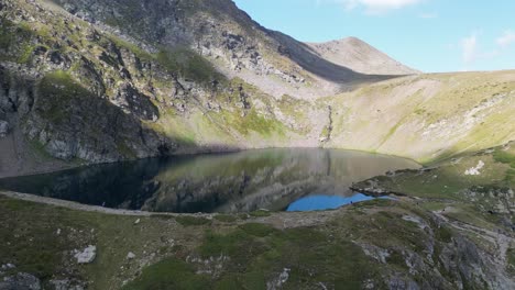 Glacier-Lake-at-Seven-Rila-Lakes-in-Bulgaria---Aerial-4k-Pedestal