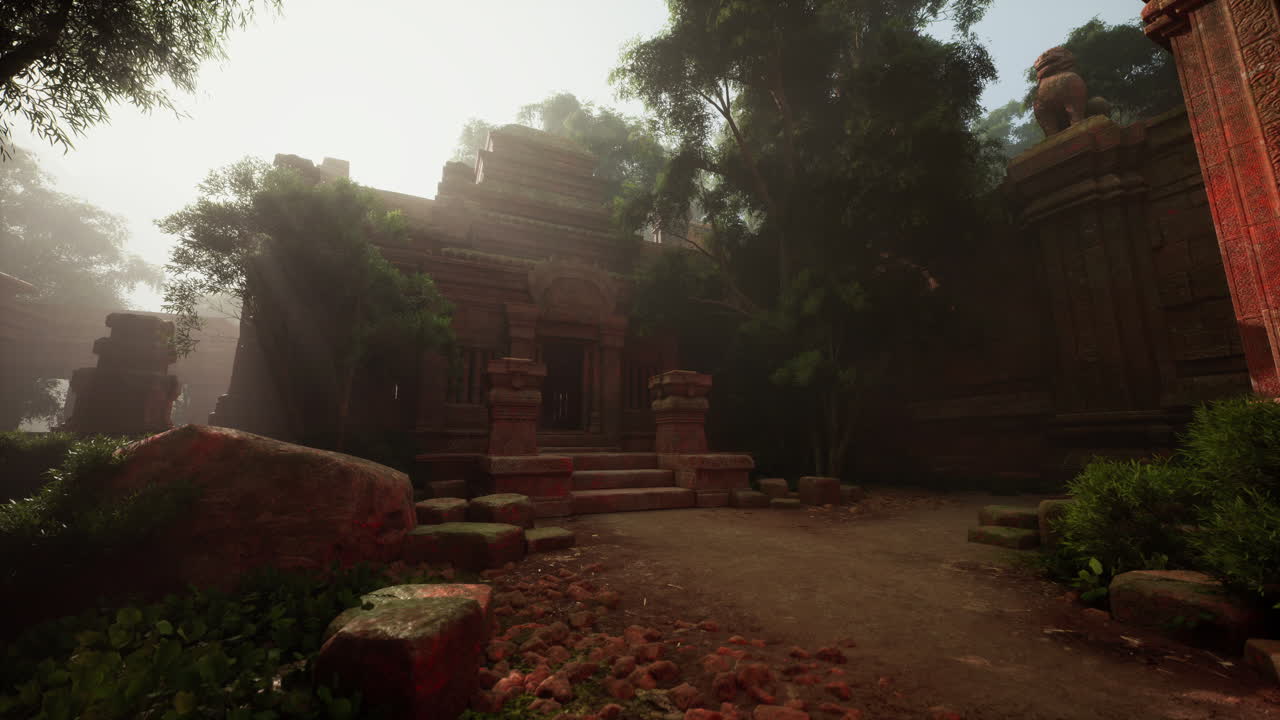 Mayan temple surrounded by trees and bushes