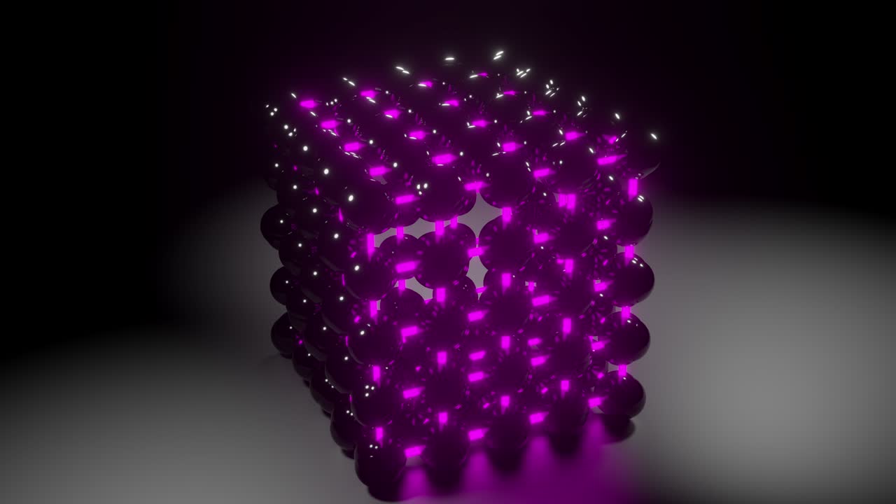 animación de renderizado 3d de un cubo con elementos vidriosos