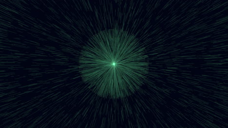 dynamic green light surrounded by swirling streaks creates striking visual effect