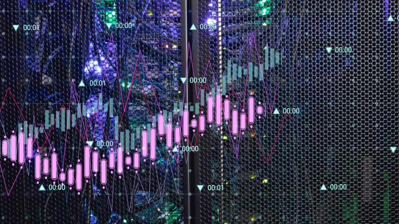 컴퓨터 서버를 통해 금융 데이터 처리의 애니메이션