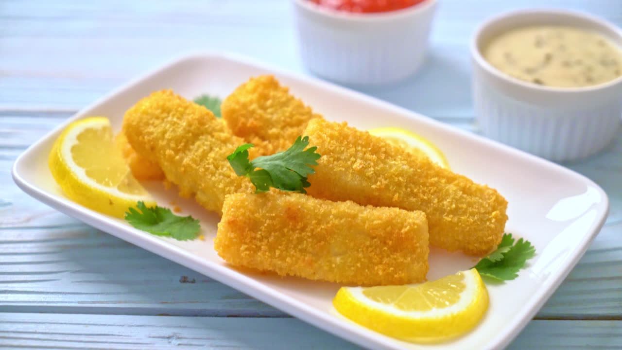 fried fish finger stick or french fries fish with sauce