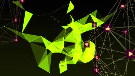 Animation-of-shapes-and-connections-over-black-background