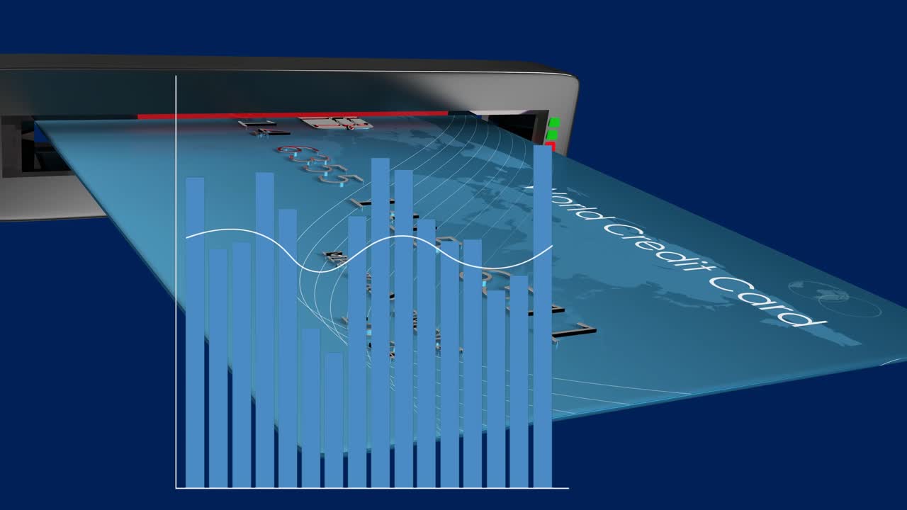 animación del procesamiento de datos financieros a través de terminales de pago