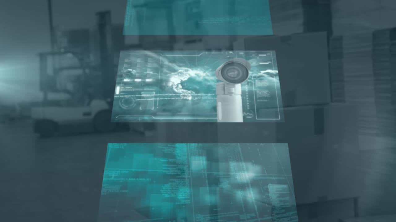 animación de diversos datos en pantallas sobre el almacén