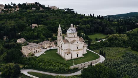 aerial view of the historic sanctuary of the madonna in italy