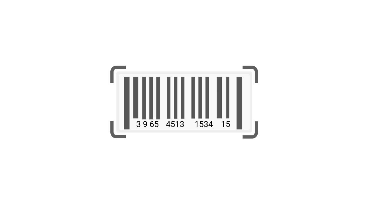 Animated Barcode Scanning with Numbers on White Background