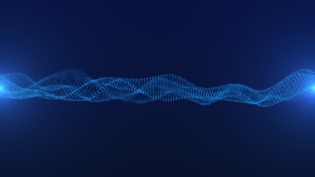 onda en movimiento abstracta de muchas partículas luminosas. fondo digital