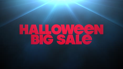 halloween big sale with sun rays on blue dark space