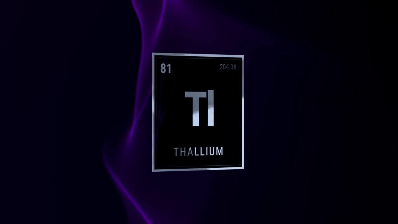 Thallium Chemical Element Periodic Table Symbol on Abstract Purple Background