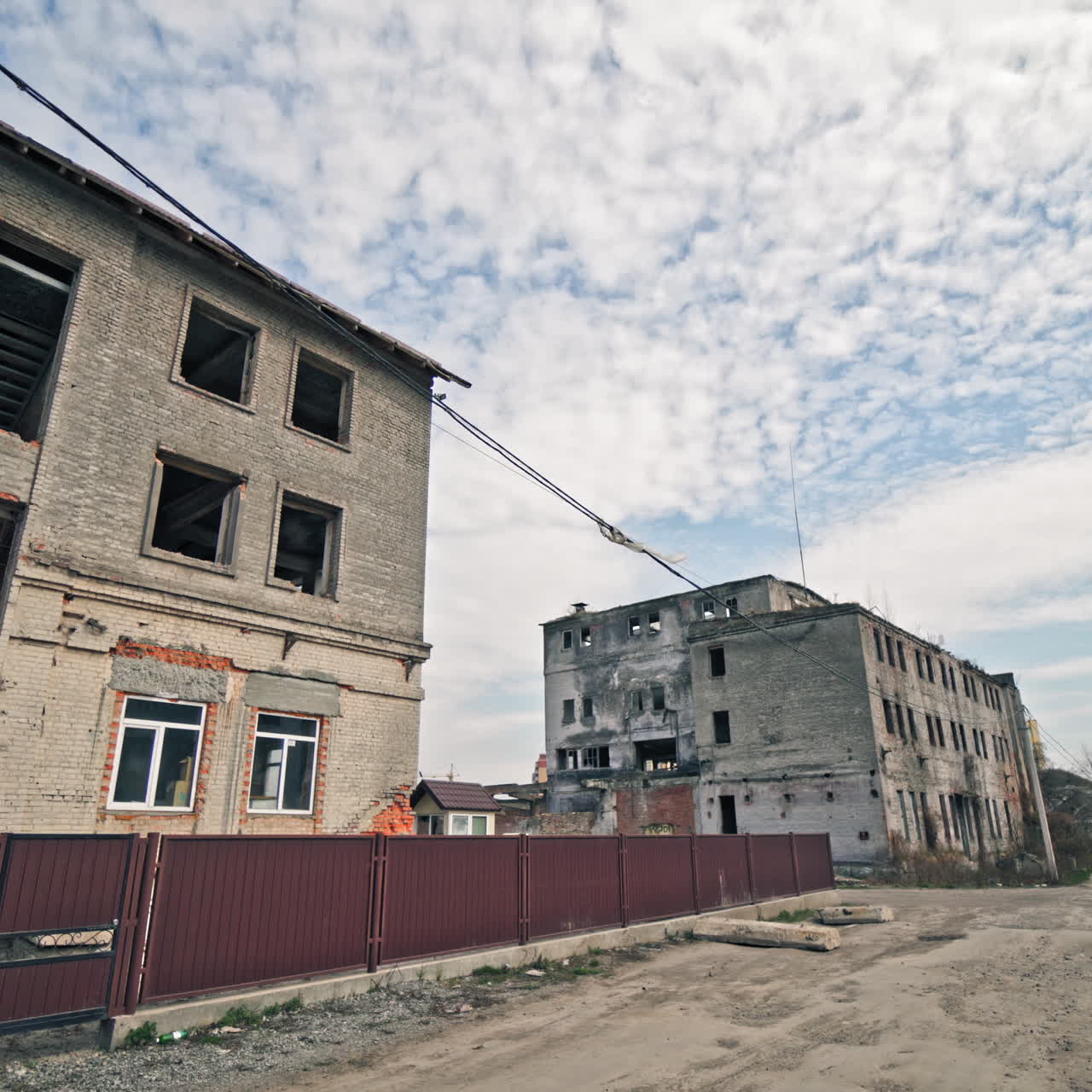 Abandoned industrial building. Ruins of an old factory.