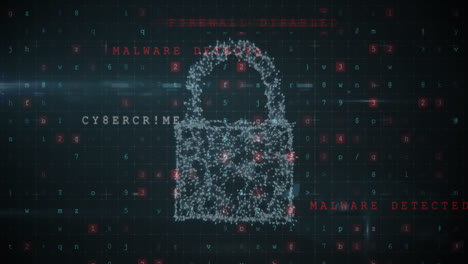 animación de escaneo, números y candado de seguridad en línea
