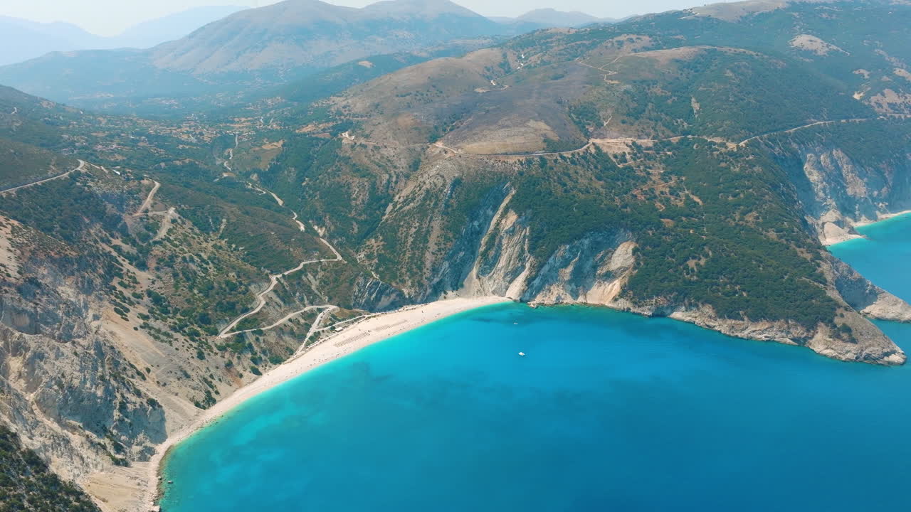Aerial View of a Beautiful Beach and Mountains