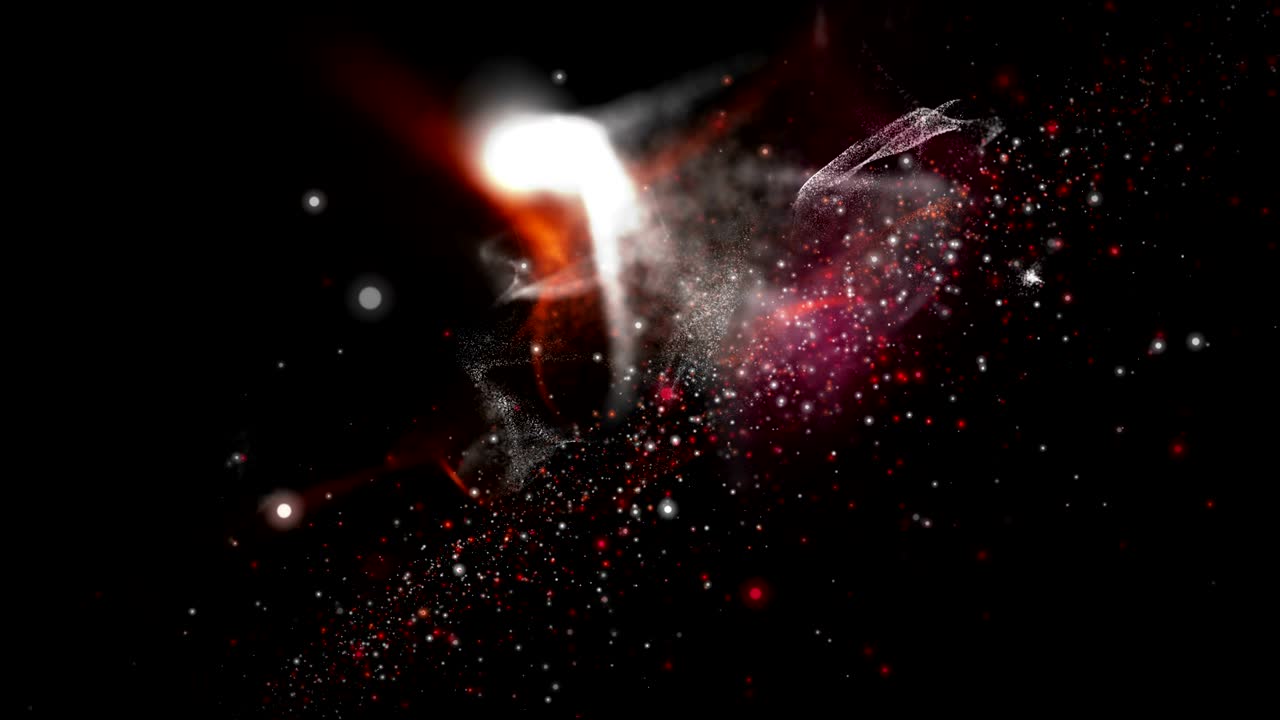 animación futurista con objeto de onda y partículas de brillo en cámara lenta, 4096x2304 bucle 4k