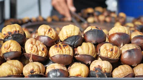 close up of roasted chestnuts