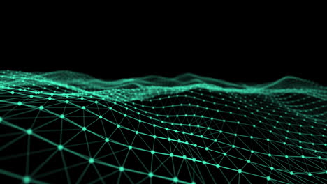 glowing green mesh waves against black background