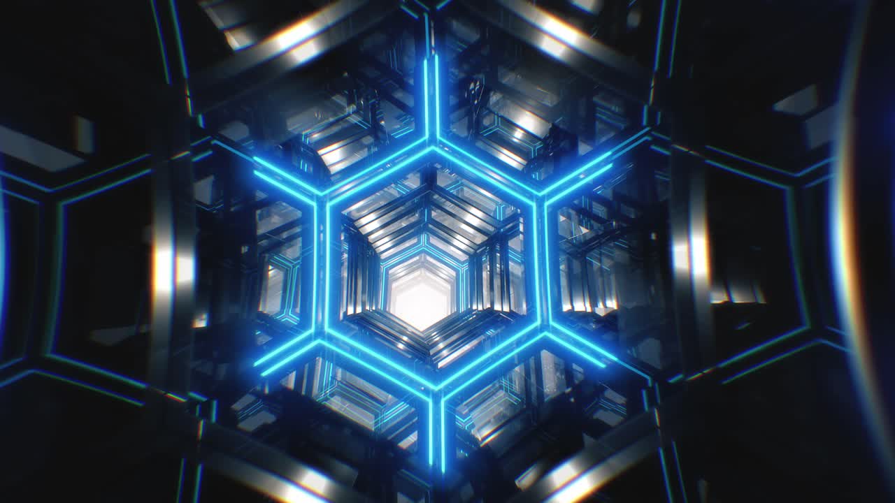 추상적인 반이는 육각형 터널