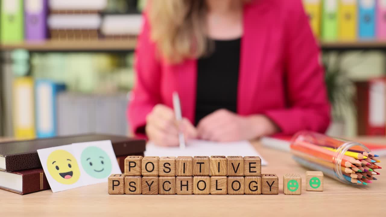 Positive Psychology Concept with Woman Writing