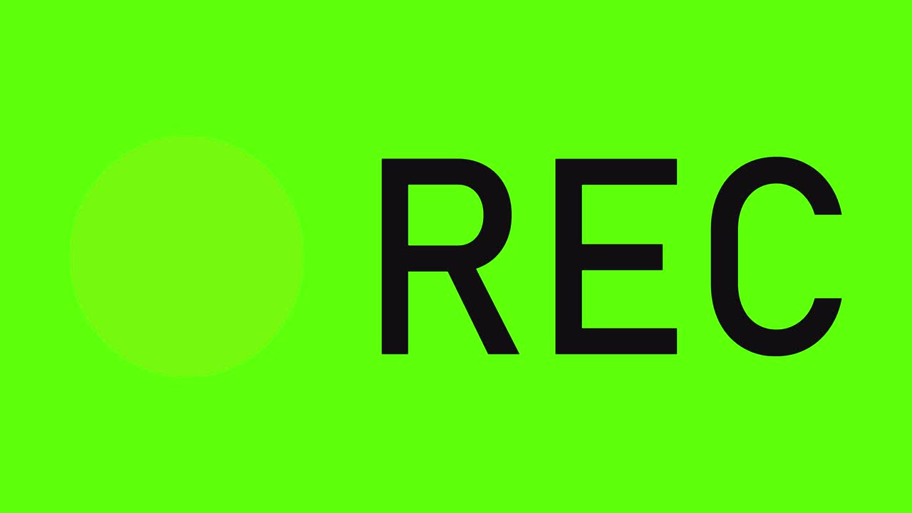 animando el icono de rec. concepto de grabación de audio y video. pantalla verde. 4k