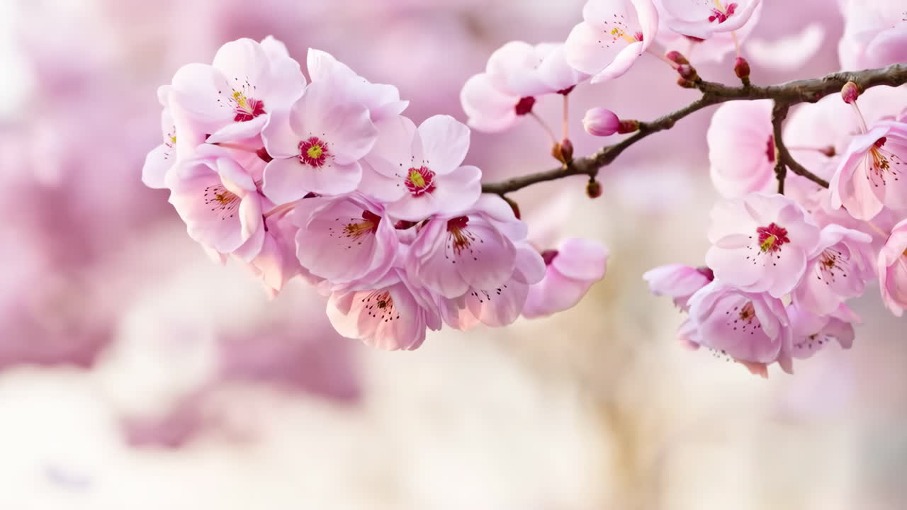 Pink Cherry Blossoms in Full Bloom