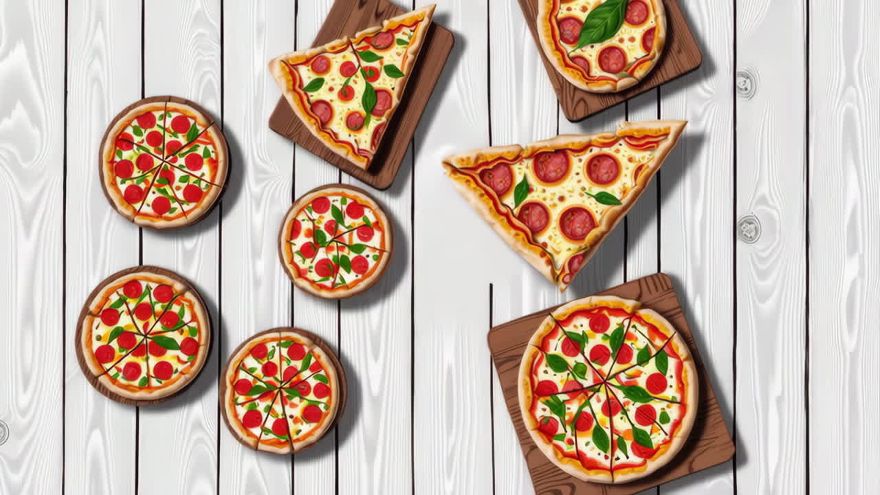 Delicious Pepperoni Pizzas and Slices