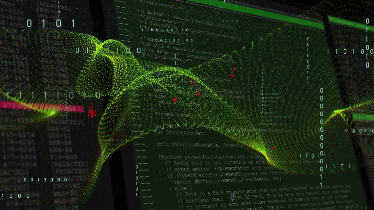 animación del procesamiento de datos digitales a través de una pantalla y una malla de conexiones
