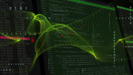 Animation of digital data processing over screen and mesh of connections