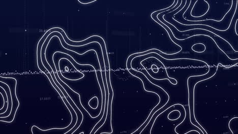 animación de líneas blancas del mapa y procesamiento de datos.