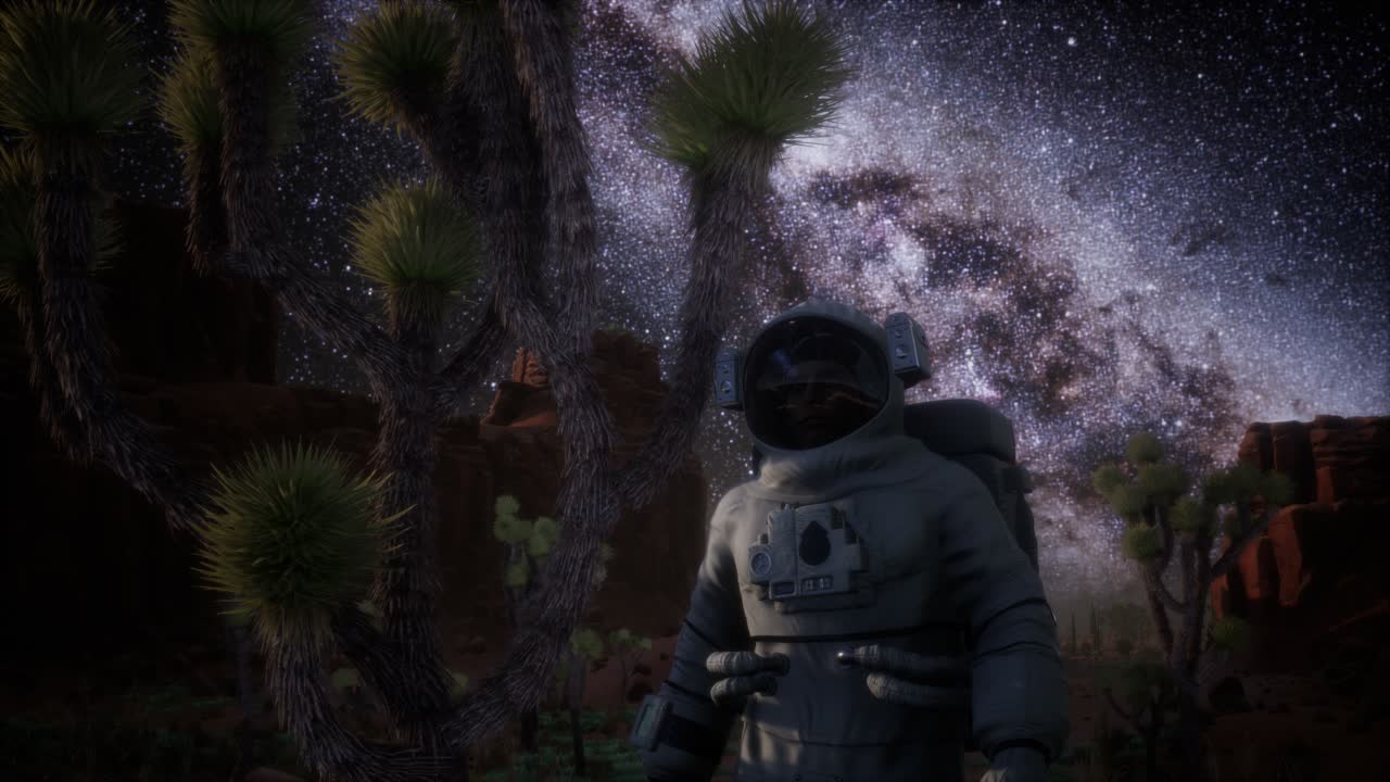 la formación de astronautas y estrellas de la vía láctea en el valle de la muerte