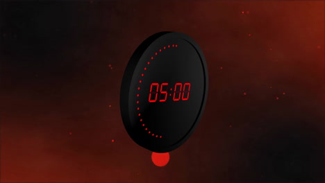 animation of red digital timer changing on red and black background