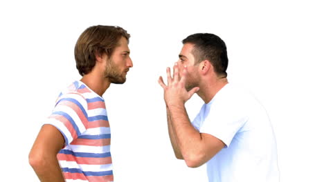 Man-about-to-fight-another-man-on-white-background