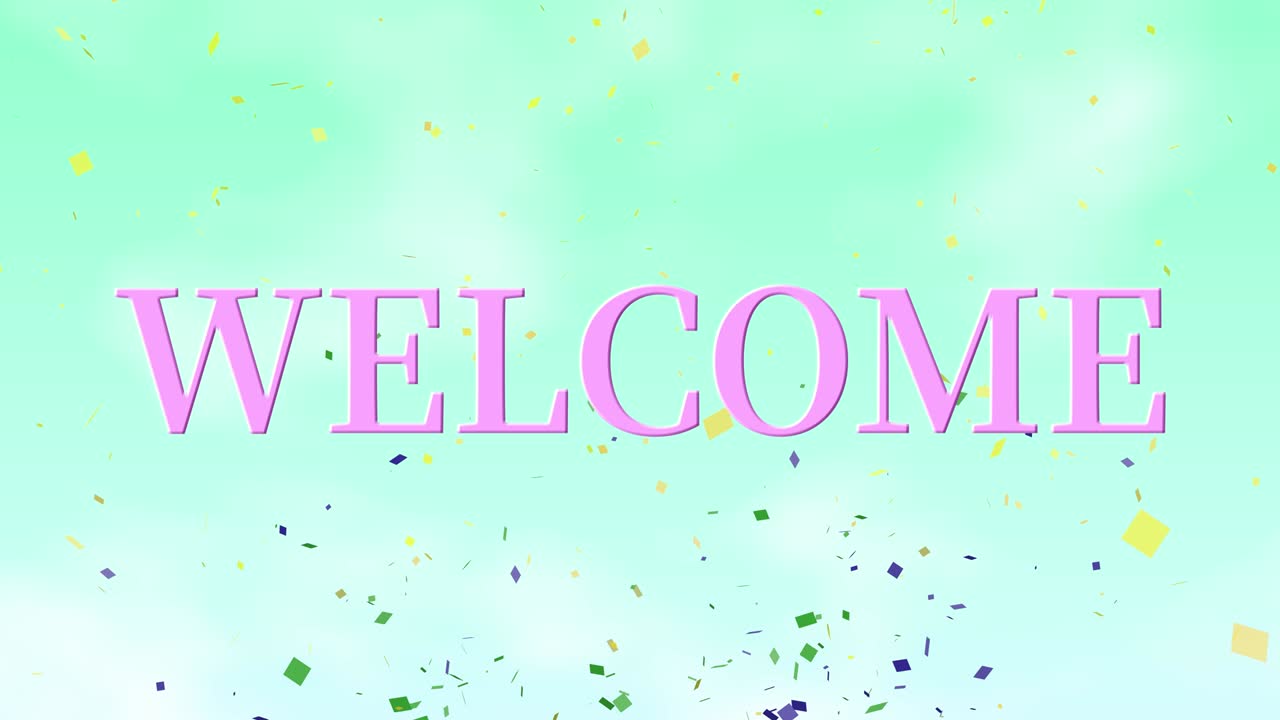 Animazione testuale del messaggio "WELCOME" in motion graphics