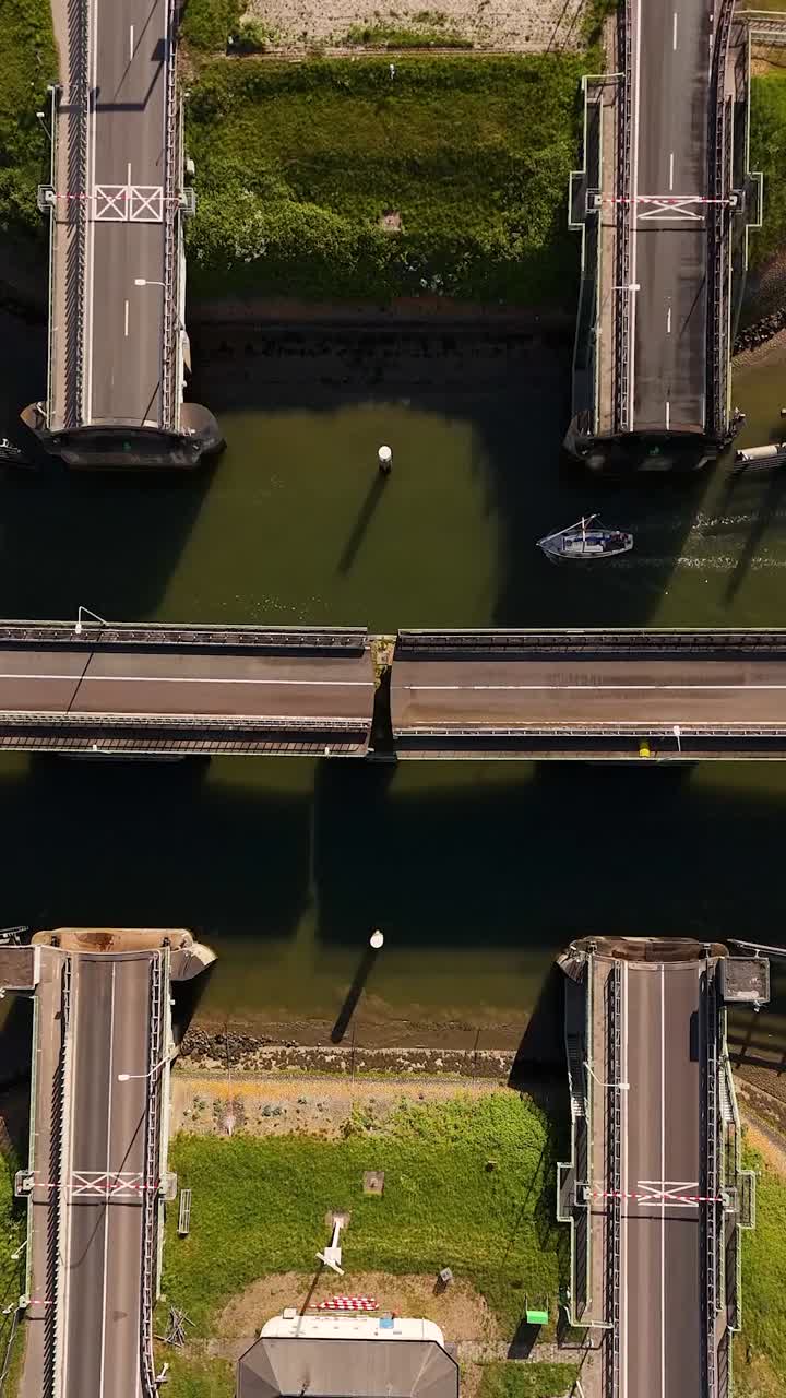 Four Drawbridges Over a Canal