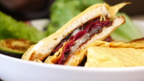 delicious egg sandwich with salad